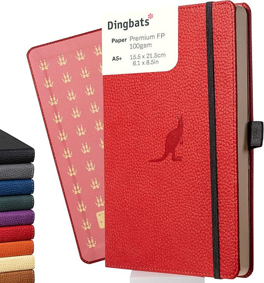 Dingbats Wildlife Ruled Journal A5 - Vegan Leather Hard Cover, Ideal for Work, Travel - Pocket, Elastic Closure, Bookmark