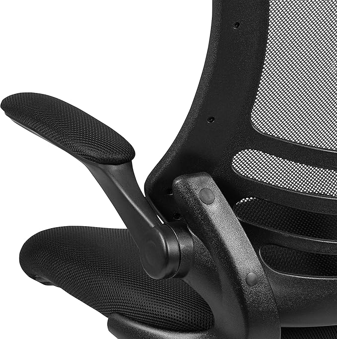 Flash Furniture Set of 4 Mid-Back Swivel Ergonomic Task Office Chairs with Flip-Up Arms, Black Mesh