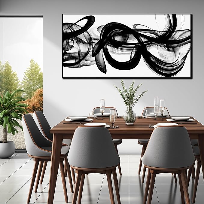 MDHKVPM Abstract Pictures For Living Room Black And White Canvas Wall Art For Office Large Picture Frames For Wall 29 x 58 Inch