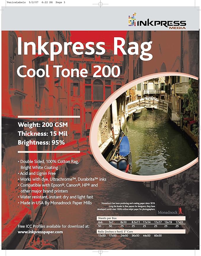 INKPRESS MEDIA 200 GSM, 15 Mil, 95 Percent Bright, Double Sided Photo Paper (#PRCT200111425)