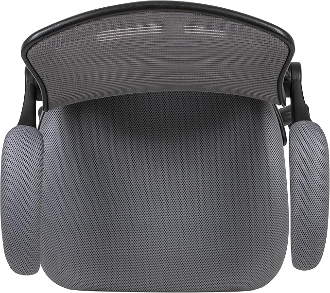Flash Furniture Kale Mid-Back Swivel Office Chair with Height Adjustable Foot Ring and Lumbar Support, Mesh Executive Chair with Armrests, Dark Gray