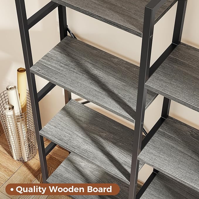 SUPERJARE Triple Bookshelf, Bookcase with 17 Open Display Shelves, Wide Book Shelf Book Case for Home & Office, 6 Tier, Grey