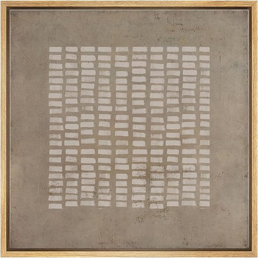 SIGNWIN Framed Canvas Print Wall Art Mid-Century Geometric Line Pattern Abstract Shapes Illustrations Modern Art Decorative Relax/Zen Nordic for Living Room, Bedroom, Office - 16"x16" Natural