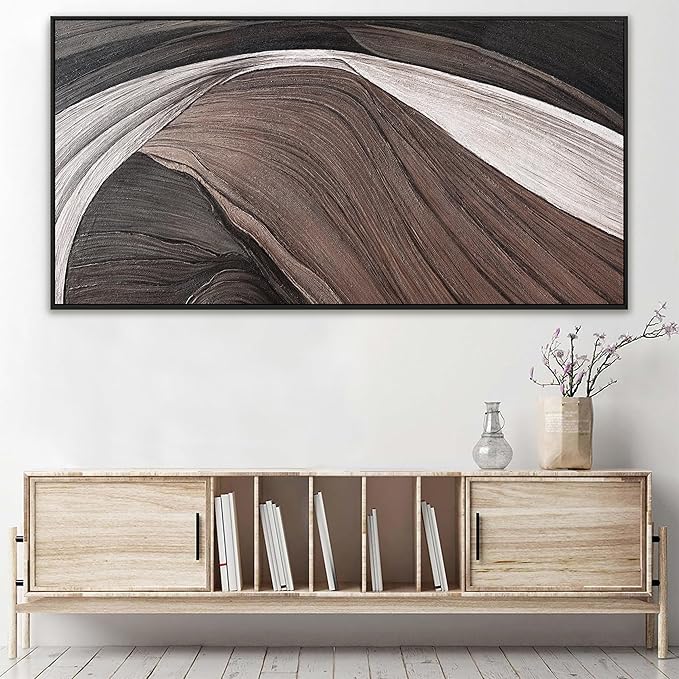 Large Abstract Wall Art For Living Room Black And White Canvas Art Wall Decor Painting Brown Maximalist Artwork Picture For Bedroom Dinning Room Modern Home Wall Decor 29 X 58 In With Framed