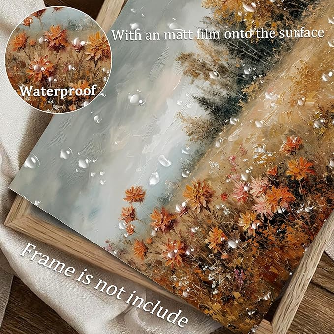 uniro Vintage Fall Landscape Wall Art, Wildflower Fall Canvas Art Print, Rustic Farmhouse Wall Decor Autumn Nature Scenery Prints Countryside Painting Picture Artwork for Bedroom Bathroom Kitchen Decor ( 8" x 10"-UNFRAMED)