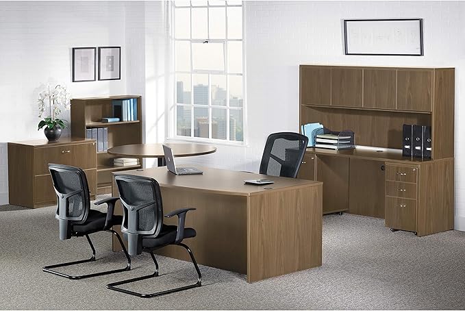 Lorell Essentials Walnut B/B/F Fixed Pedestal