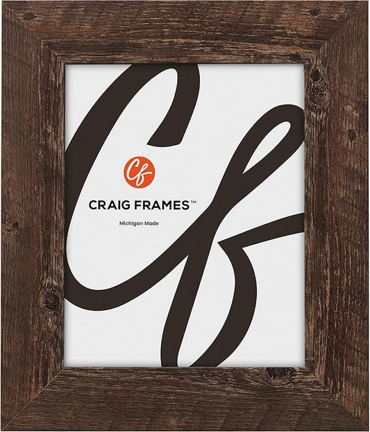 Craig Frames American Barn, 13x16 Picture Frame, Faux Barnwood, Brown Oak
