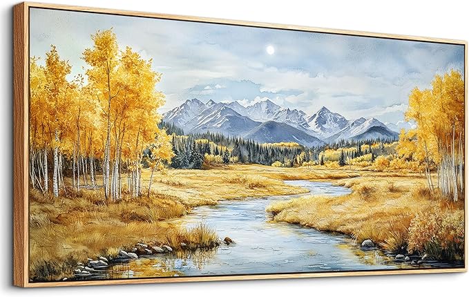 ERQINHUA Large Wall Art For Living Room Canvas Wall Decor For Bedroom Yellow Landscape Wood Frame Farmhouse Restaurant kitchen Home Wall Decorations Art Print Beach Posters Ready To Hang 20"X40"