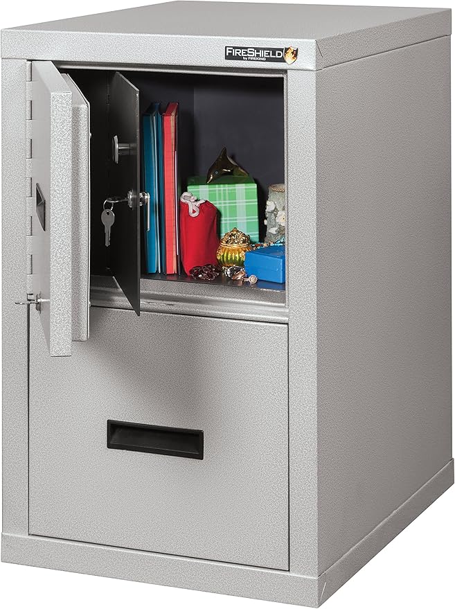 Fire Resistant File Cabinet - Light Weight, fire Rated, One File Drawer & Safe