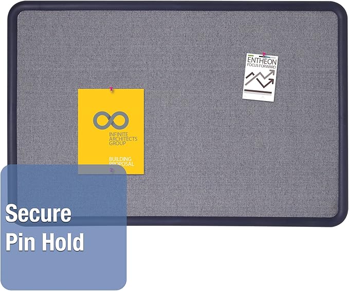 Quartet Bulletin Board, Fabric, 3 x 2 Feet, Office Bulletin Boards, Contour Navy Blue Plastic Frame (7693BE)