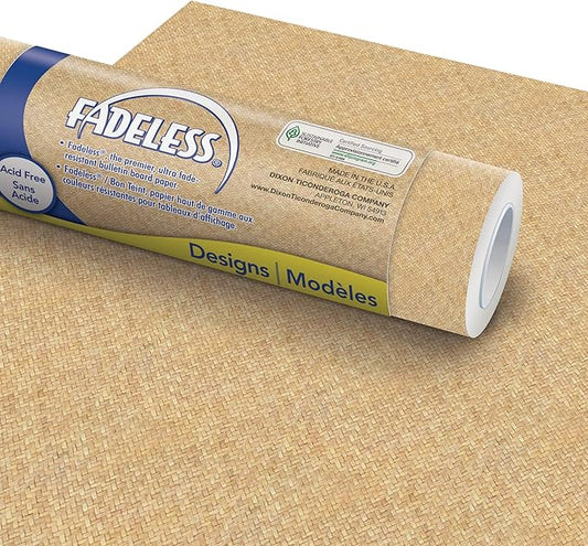 Fadeless Bulletin Board Paper, Fade-Resistant Paper for Classroom Decor, 48” x 12’, Wicker, 1 Roll