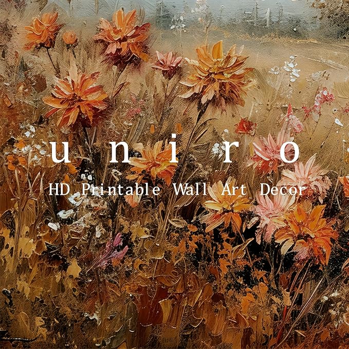 uniro Vintage Fall Landscape Wall Art, Wildflower Fall Canvas Art Print, Rustic Farmhouse Wall Decor Autumn Nature Scenery Prints Countryside Painting Picture Artwork for Bedroom Bathroom Kitchen Decor ( 8" x 10"-UNFRAMED)