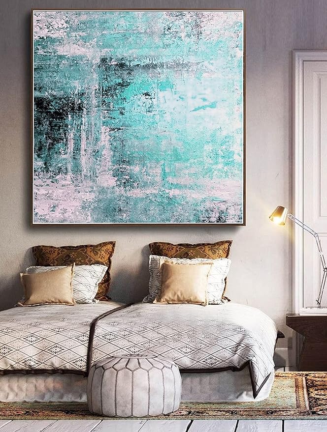 Abstract Large Painting Original Abstract Blue Color Original Canvas Large Wall Art Oil Abstract Painting Acrylic Minimalist Painting 60x60 inch