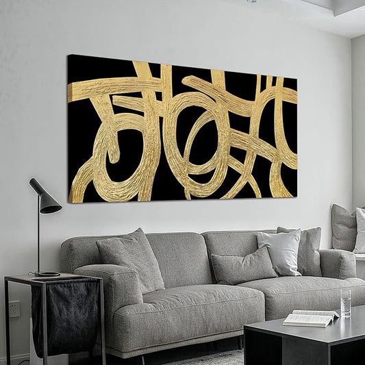 Canvas Wall Art Decor Canvas Wall Art For Living Room Abstract Art Decoration Black and Gold Wall Art Decor Modern Abstract Wall Art Prints Art Work For Bedroom Office Kitchen Wall Decor 20" x 40"