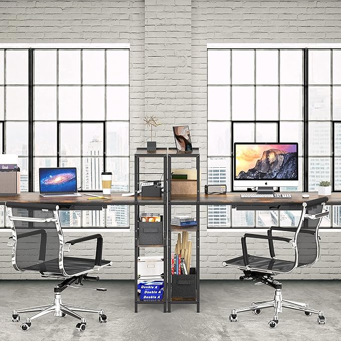 SHW 46-Inch Home Office Mission Computer Desk with Side Shelf and Drawer, Rustic Brown