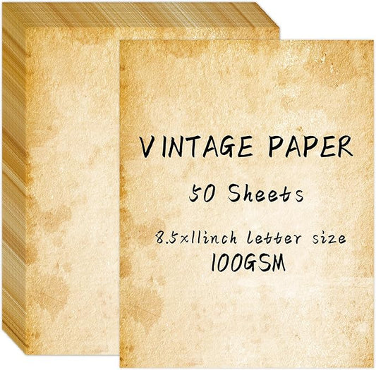 FUNCLASS 8.5'' x 11'' Printer Vintage Paper, Stationary Paper 50 Sheets, Letter Writing Stationery, Vintage Stationary for Invitations, Certificates, Diplomas, Awards, Resumes, Crafts