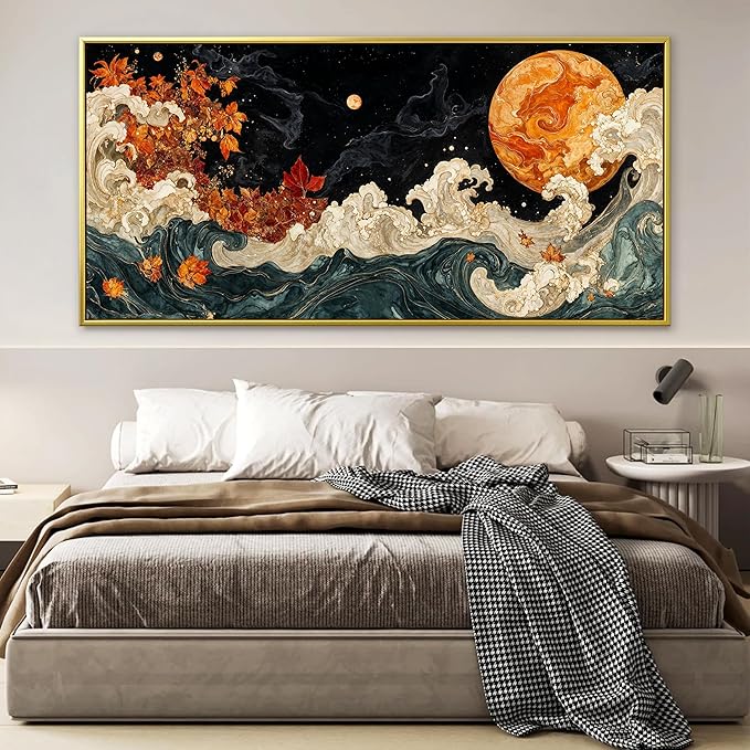 Large Wall Art For Living Room Gold Framed Wall Art Prints Boho Abstract Colorful Canvas Art Wall Decor Painting Pictures Abstract Black Wall Decor For Home Bedroom Office Ready To Hang 29" × 58"