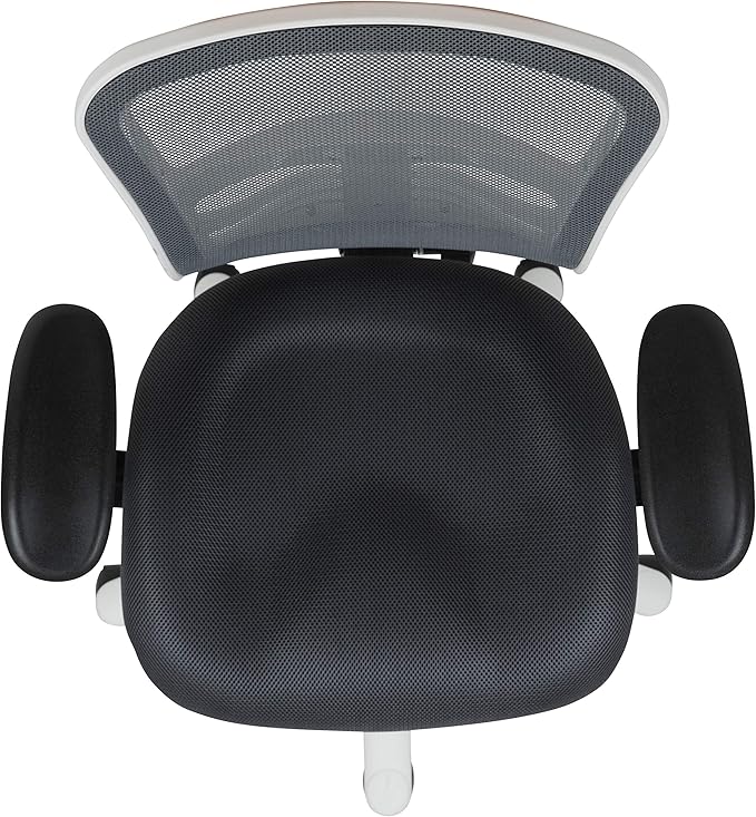 Flash Furniture Nicholas Mid-Back Swivel Office and Gaming Chair, Ergonomic Mesh Office Chair with Adjustable Lumbar Support and Height, Gray/White