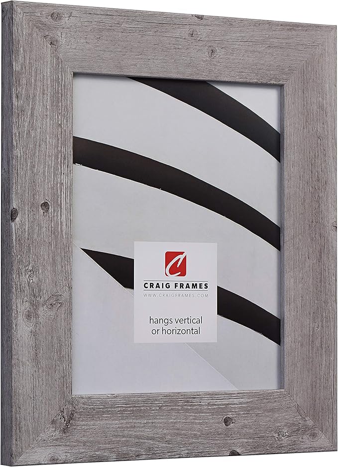 Craig Frames American Barn, Faux Barnwood Picture Frame, Light Grey Oak, 14 x 22 Inch