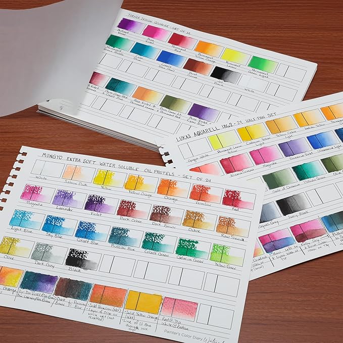 HG Art Concepts Painters Color Diary - 9x12 140lb Spiral-Bound Acid-Free Color Swatch Book with 10 Pages for Watercolor & Mixed Media - 20-Pack