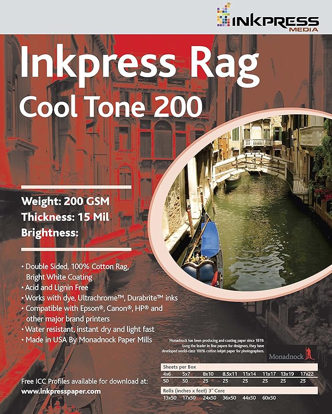 NKPRESS MEDIA Inkpress 200 Gram, 15 mil, 84% Bright, Double Sided Photo Quality Paper (#PRWT2002450)
