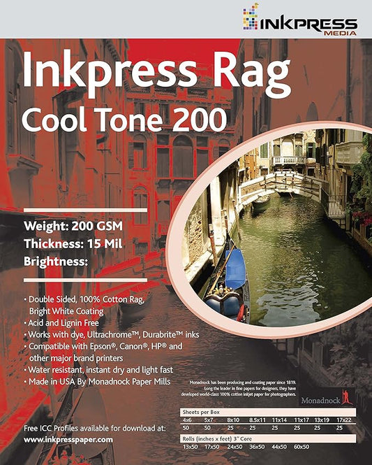 NKPRESS MEDIA Inkpress 200 Gram, 15 mil, 84% Bright, Double Sided Photo Quality Paper (#PRWT2002450)