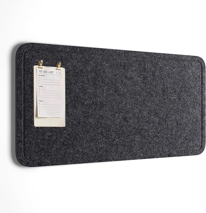Orelle Felt Bulletin Board | 35 x 18” | Foldable Peel and Stick Felt Board for Wall | Alternative Cork Board for Office, Message Board, Kids Art Display | Charcoal