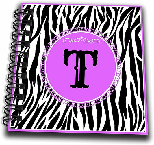 3dRose Monogram with T Initial Zebra Print with Hot Pink Design-Mini Notepad, 4 by 4-inch (db_214151_3)