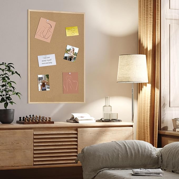 Cork Board 2Pack,36x24 Bulletin Board for Office with Pin Oak Wood Boards, Message Board or Vision Board.
