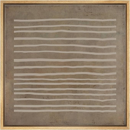 SIGNWIN Framed Canvas Print Wall Art Grunge Dark Line Art Minimal Pattern Abstract Shapes Illustrations Modern Art Decorative Boho Relax/Zen Nordic for Living Room, Bedroom, Office - 24"x24" Natural