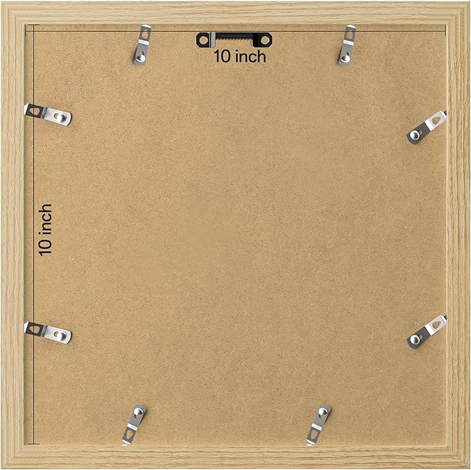 eletecpro 10x10 Picture Frames Set of 9 with Mat for 5x5 Photos or without Mat for 10x10, Square Gallery Wall Decor Collage for Picture Display, Natural Frame Set for Wall Hanging