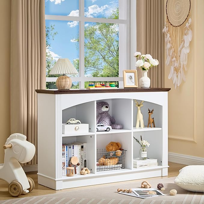 LIDYUK White Bookshelf, 6-Cube Bookcase and Kids Bookshelf, Wooden Storage Cabinet with Cube Organizer, Modern Book Shelf Furniture, Living Room, Office Storage, Toy Organizer, Display Cabinet