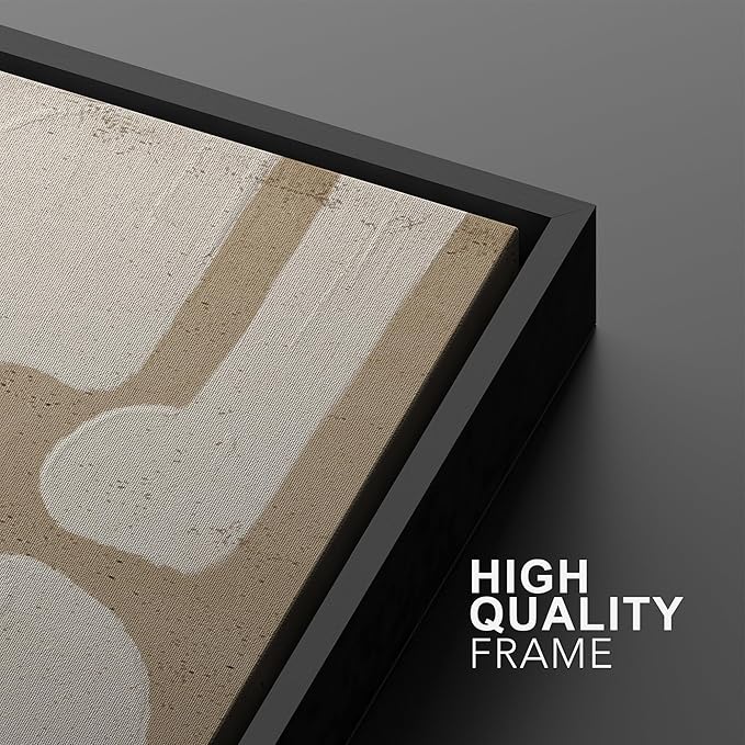 SIGNWIN Framed Canvas Print Wall Art Set Sophisticated Abstract Network Beige Interlaced Lines on White Illustrations Modern Art Minimal Relax/Calm for Living Room, Bedroom, Office - 16"x24"x2 Black