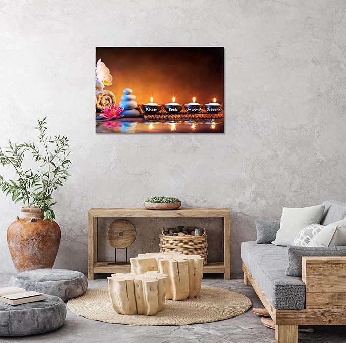 Lotus Flower Wall Art Inspirational Canvas Prints Yoga Quotes Poster Positive Relax Prints Pictures for Zen Office Wall Decor Framed Artwork Ready to Hang (12.00" x 16.00")