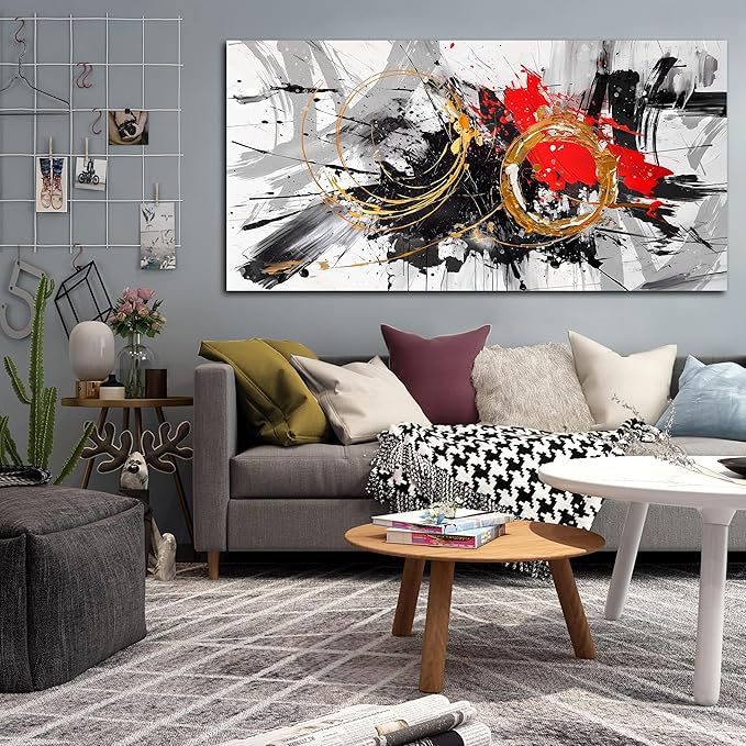 CIRABKY Black and White Wall Art Large Abstract Art Wall Decor Living Room Wall Art Bedroom Office Artwork Pictures Size 29" x 59"