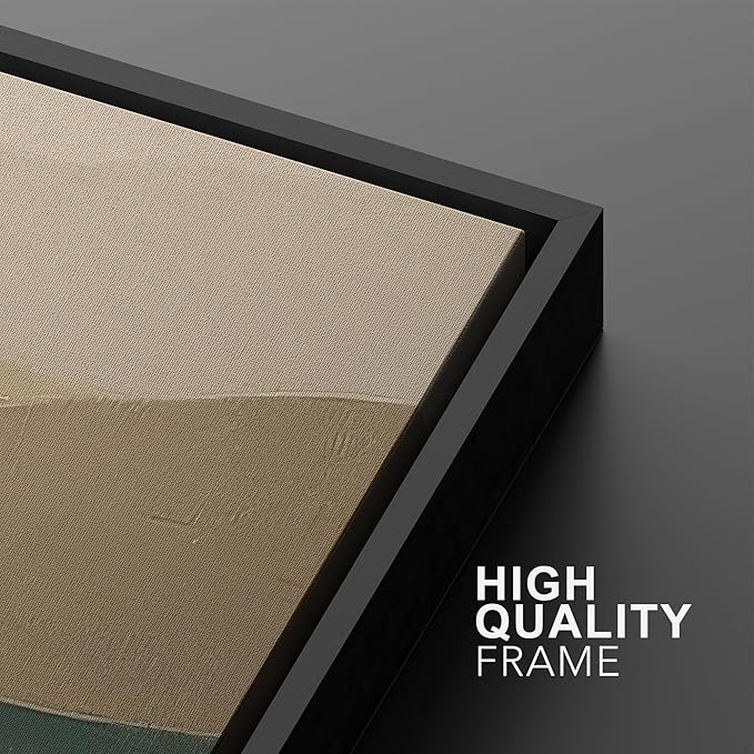 SIGNWIN Framed Canvas Print Wall Art Set Green and Beige Abstract Mountain Landscape Illustrations Modern Art Minimal Boho Relax/Calm for Living Room, Bedroom, Office - 16"x24"x2 Black