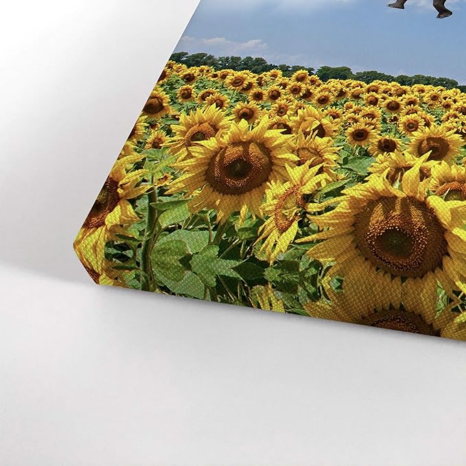 Smile Art Design Elephant with Balloon and Sunflower Field Motivational Wall Art Canvas Print Inspirational Wall Art Entrepreneur Quote Office Living Room Decor Artwork Gift Ready to Hang 40x30