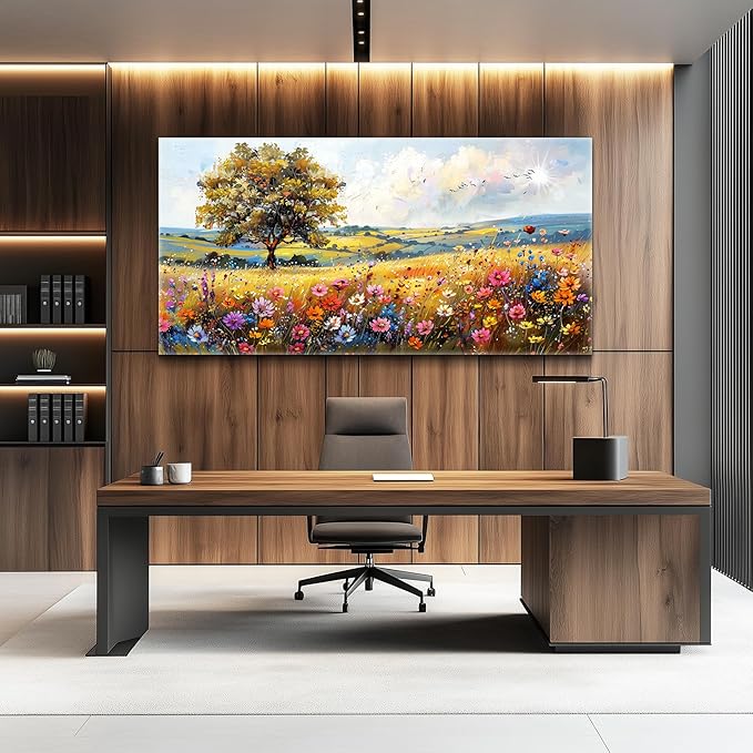 hyidecorart Large Wall Art For Bedroom Canvas Wall Decor For Living Room Office Decorations Flower Scenery Watercolour Wall Paintings Field Pictures Artwork Aesthetic Room Home Decor Hang Easy