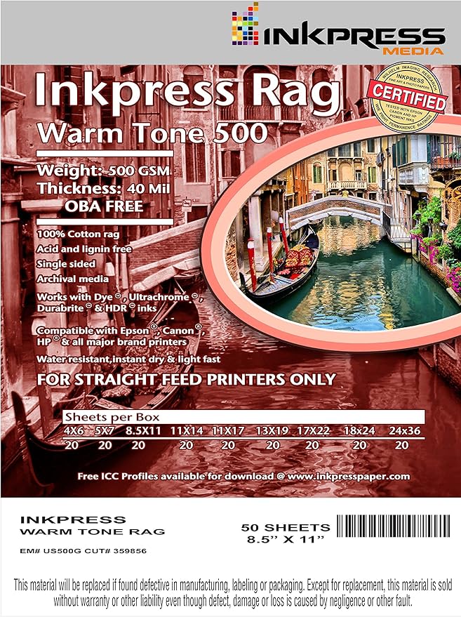 INKPRESS MEDIA 500 GSM, 40 Mil, Single Sided Photo Paper (#PRWT500131920)