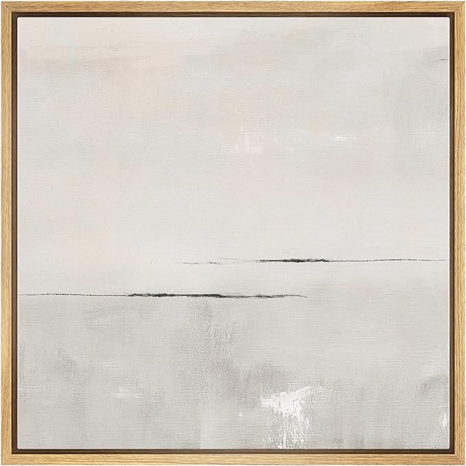 SIGNWIN Framed Canvas Print Wall Art Watercolor Pastel Gray Abstract Landscape Nature Shapes Illustrations Modern Art Decorative Minimal for Living Room, Bedroom, Office - 24"x24" Natural