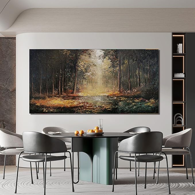 Canvas Wall Art Decor Large Wall Art Pictures for Living Room Landscape Natural Wall Art Decor Artwork for Walls Mystical Path Yellow Forest Wall Art Prints Art Work for Home Office Wall Decor 24"x48"