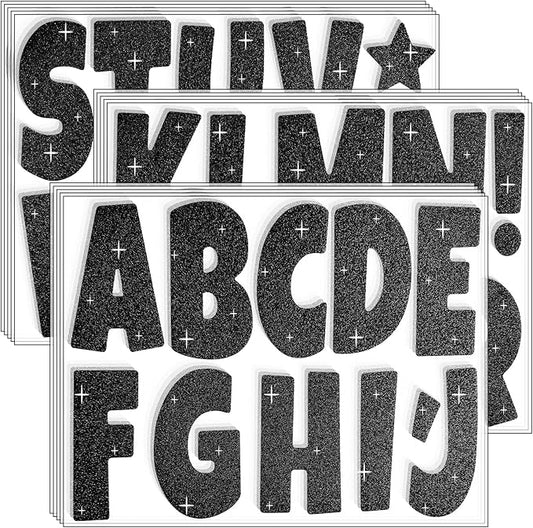 Glitter Bulletin Board Letters for Classroom Alphabet Poster Board Letters for Bulletin Board Display Home School Classroom Decor(Black,4 Inch)