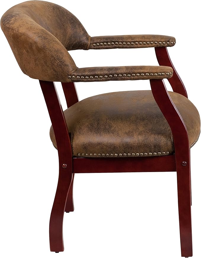 Flash Furniture Diamond Bomber Jacket Brown Luxurious Conference Chair with Accent Nail Trim