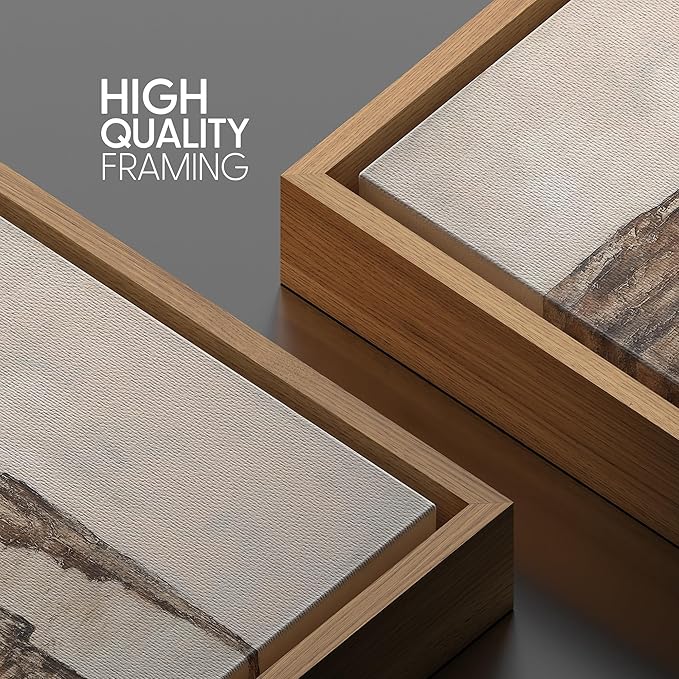 SIGNWIN Framed Canvas Print Wall Art Earthy Canyon Cliff Abstract Landscape Illustration Modern Art Decorative Nordic Minimal Calm/Zen for Living Room, Bedroom, Office - 16"x16" Natural