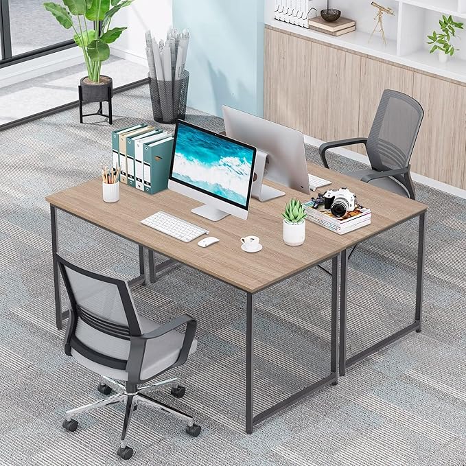 Computer Desk, 39 Inch Office Desk with Metal Frame, Home Office Desk, Modern Simple Style for Small Space Home Office, Living Room, Bedroom, Nature