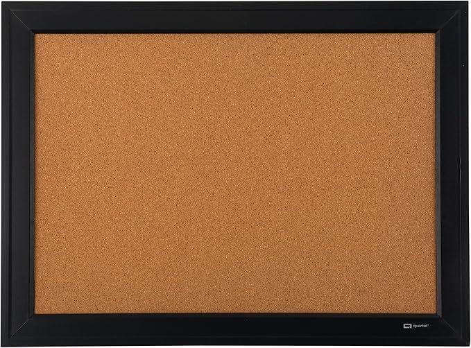 Quartet Cork Board Bulletin Board, 17" x 23", Framed Corkboard, Black Frame, Decorative Hanging Pin Board, Perfect for Office & Home Decor, Home School Message Board or Vision Board (79281)
