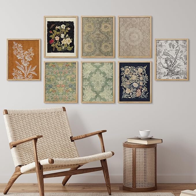SIGNWIN Framed Poster Wall Art Set of Floral Botanical Flower Landscapes for Living Room, Bedroom, Office - 11"x14"x 8 Natural