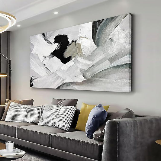 Abstract Wall Art Home Wall Decor Black White and Grey painting Abstract Canvas Art Framed Artwork Modern Home Wall Decor for Living Room Bedroom Office 20"x40"