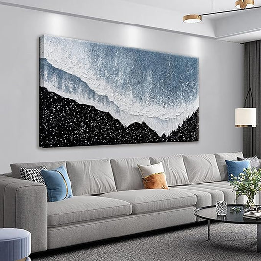 Canvas Wall Art Decor Large Modern Canvas Wall Art For Living Room Blue Beach Wall Art Prints Abstract Art Black and White Wall Art Decor Large Art Work For Bedroom Office Kitchen Wall Decor 29 "x58 "