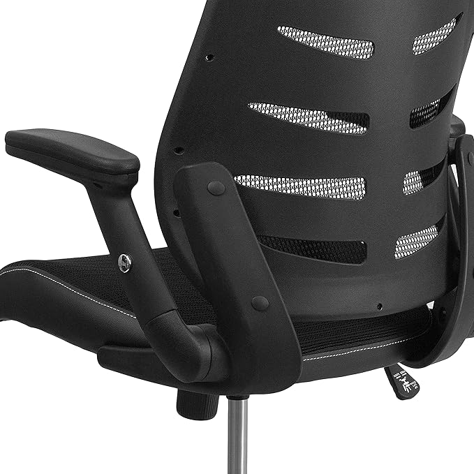 Flash Furniture Kale High Back Designer Black Mesh Executive Swivel Ergonomic Office Chair with Height Adjustable Flip-Up Arms